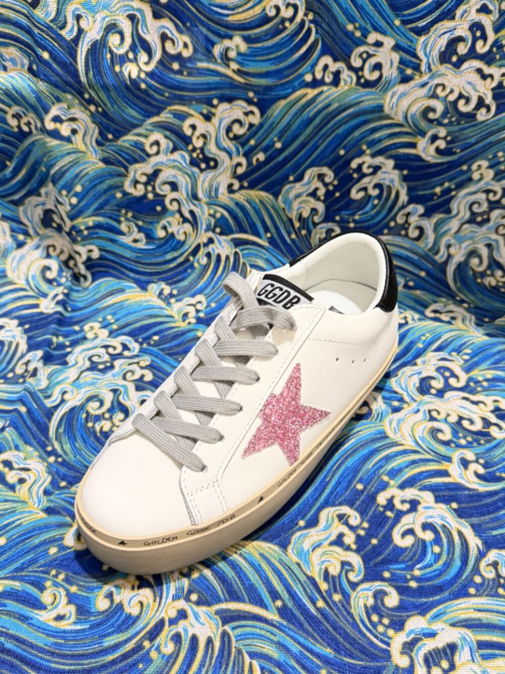 Golden Goose GGDB White Leather Sneakers Pink Glitter Star Unisex Casual Shoes - Picture 9 of 10